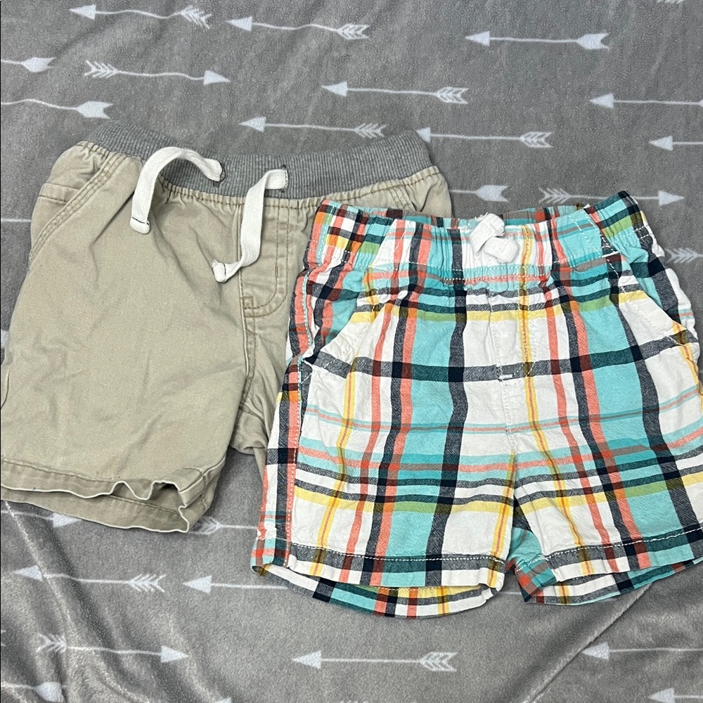 Cat & Jack Jumping Bean Tan and Plaid Kids Shorts Set